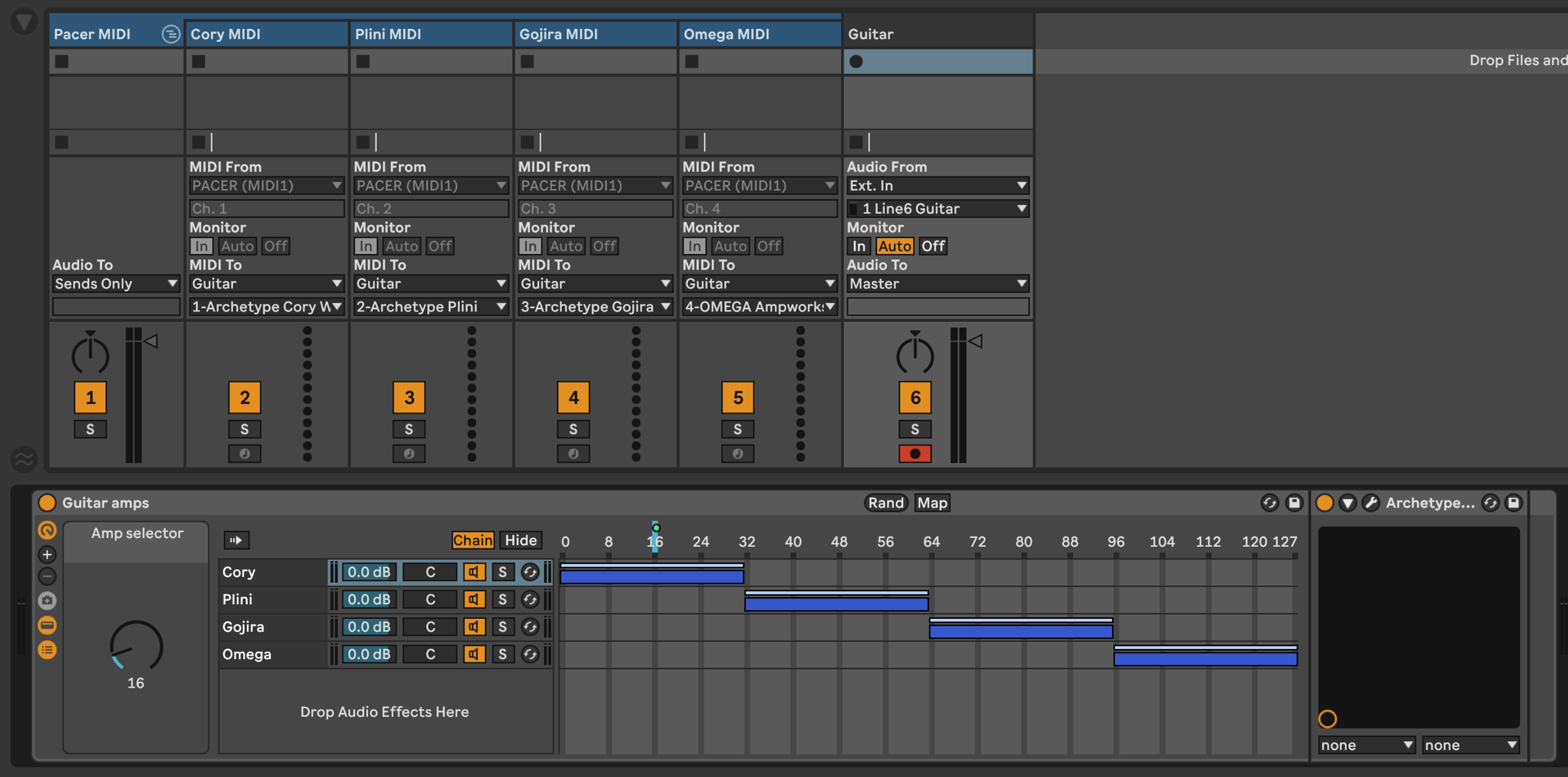Ableton Live tracks setup