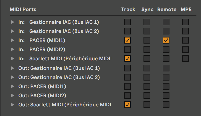 Ableton Live MIDI setup